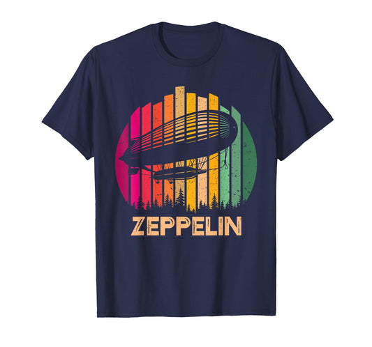 Retro Vintage Sunset Zeppelin 70s 80s Dirigible Airship T-Shirt