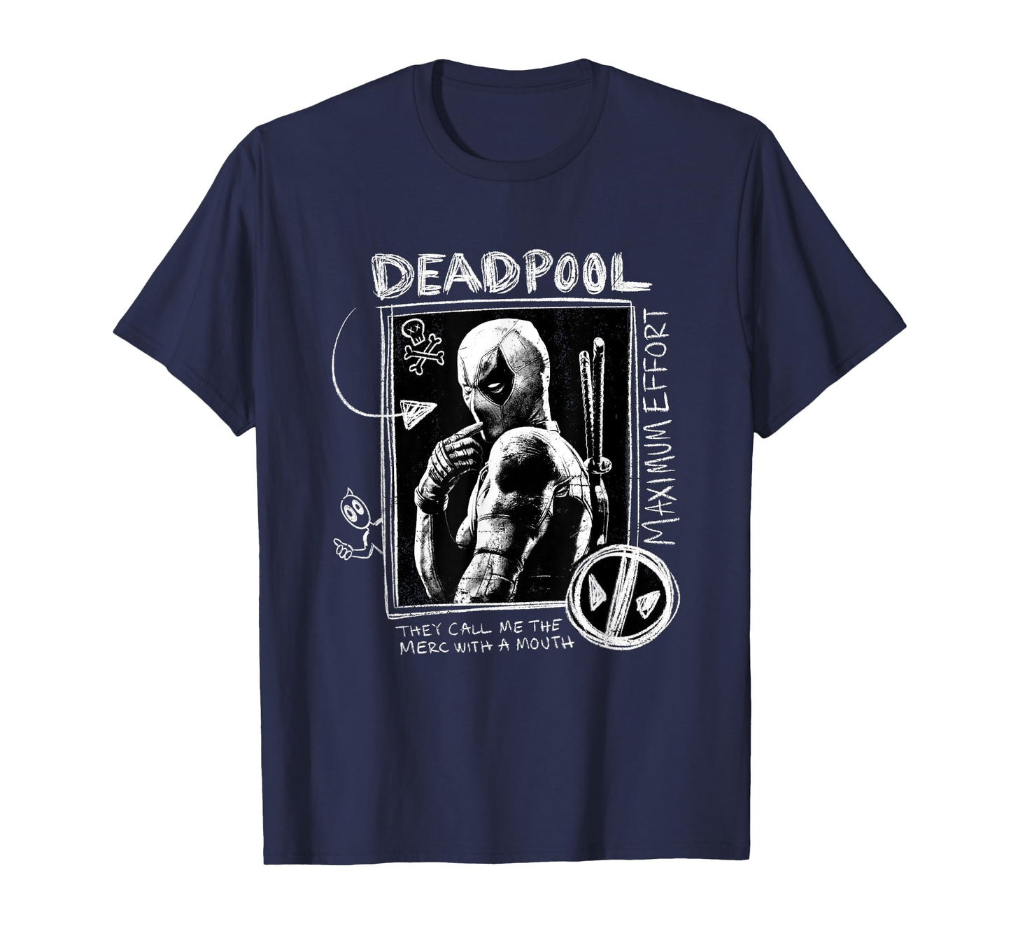 Marvel Deadpool & Wolverine Maximum Effort Doodle Portrait T-Shirt