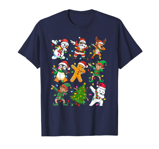 Dabbing Santa Elf Friends Boys Girls Xmas PJs Costume Party T-Shirt