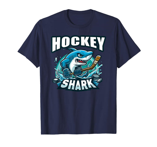 Shark Playing Hockey Funny Hockey T-Shirt