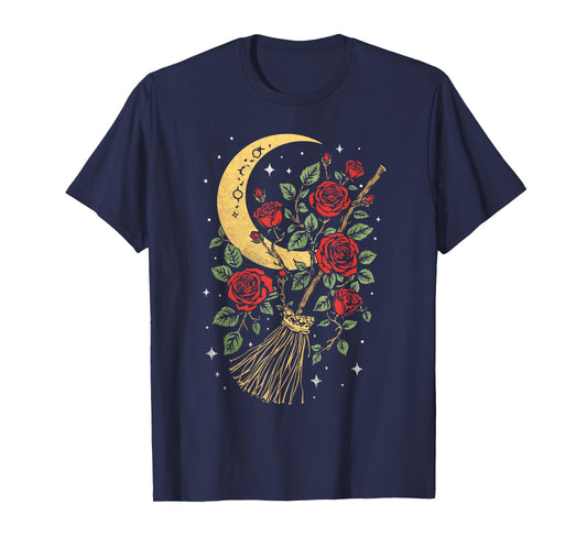 Enchanted Broomstick Botanical Lunar Mystical Flight T-Shirt