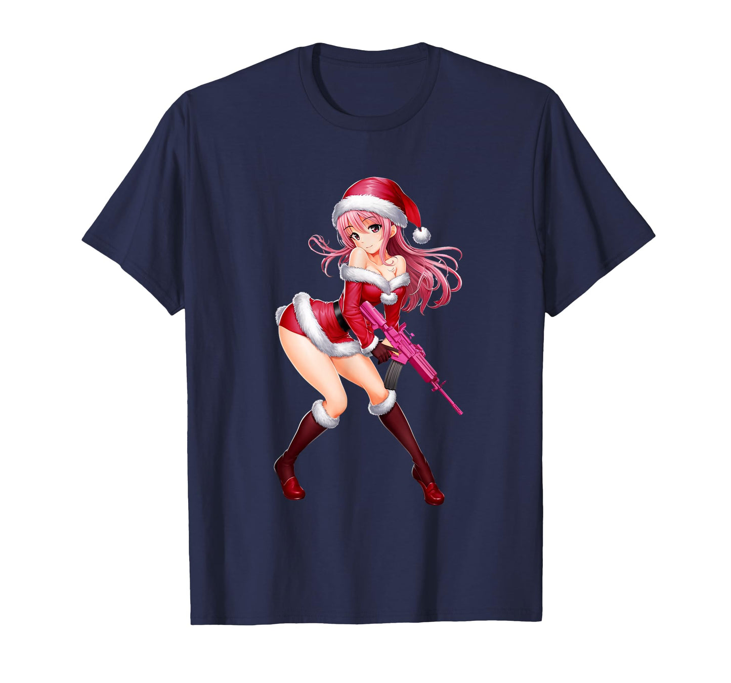 Waifu Sexy Anime Girl Cyberpunk Santa Japanese Christmas T-Shirt