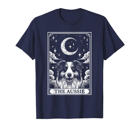 Tarot Card Vintage Crescent Moon Australian Shepherd Dog Mom T-Shirt