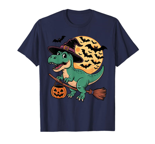 Dinosaur Witch Jack-o-Lantern Candy Bucket Halloween Costume T-Shirt