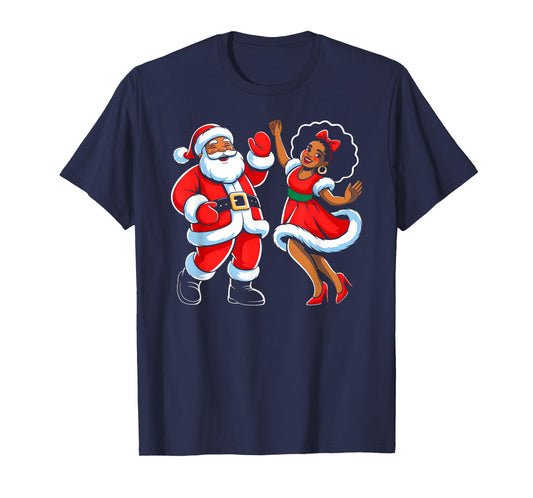 African American Santa Claus Dancing Funny Christmas Pajama T-Shirt