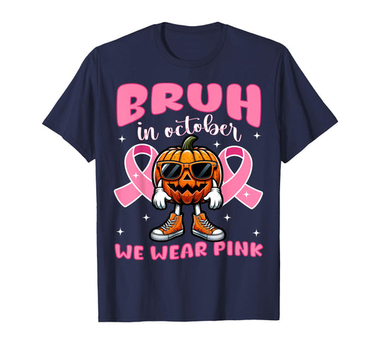 Breast Cancer Awareness For Girls Boys Kid Halloween Pumpkin T-Shirt