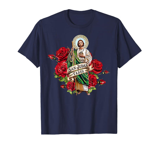 Girls Women Red Roses San Judas Tadeo Con Bandera De Mxico T-Shirt