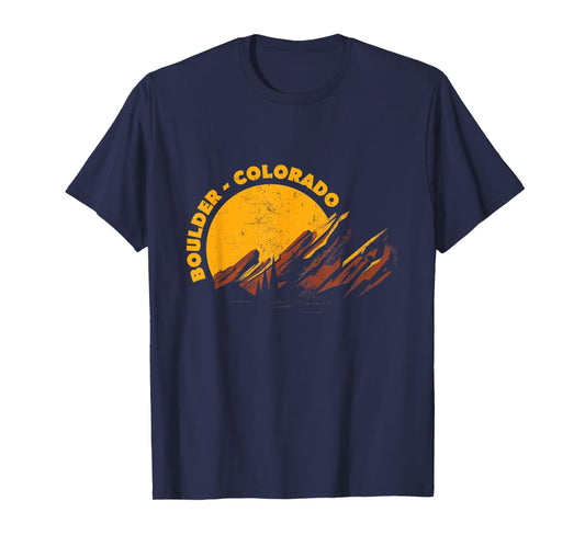 Boulder Colorado Vintage Flatirons Rock Formations Hiking T-Shirt