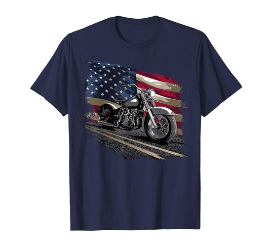 Open Air Road Trip Cruising Black Distressed American Flag Classic Fit T-Shirt