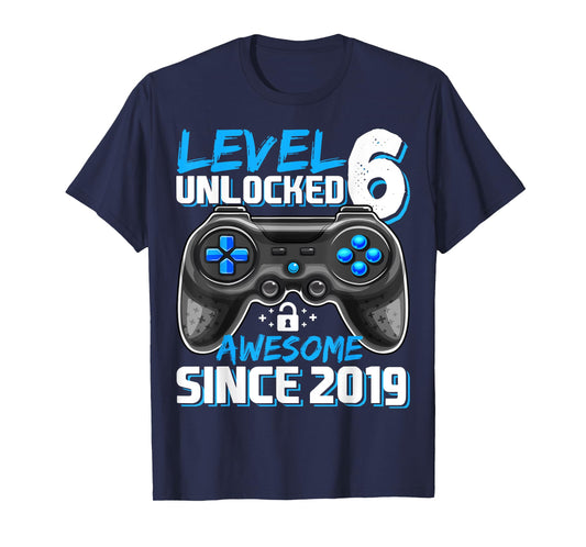 6th Birthday Boy Level 6 Gamer 6 Year Video Game Party T-Shirt