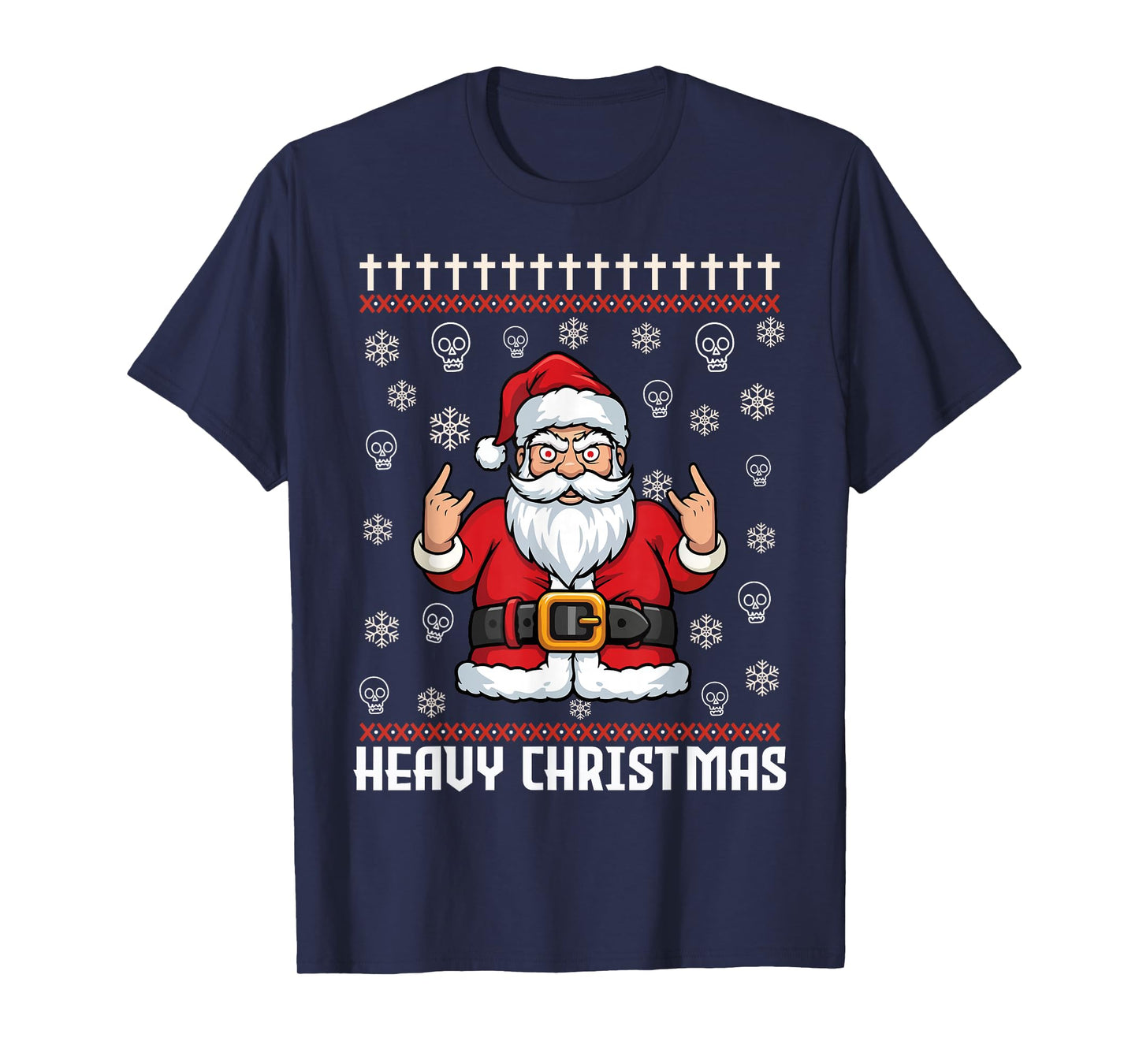 Hail Santa Pagan Happy Solstice Metal Christmas Santa Rocker T-Shirt