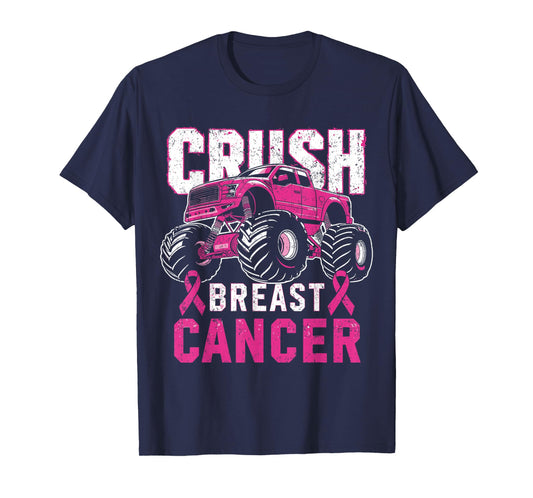 Monster Truck Pink Breast Cancer Awareness Kids Toddler Boys T-Shirt