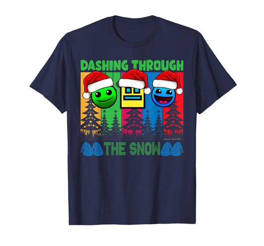 Geometry Dashing Through The Snow Sleep Dash Game Christmas T-Shirt