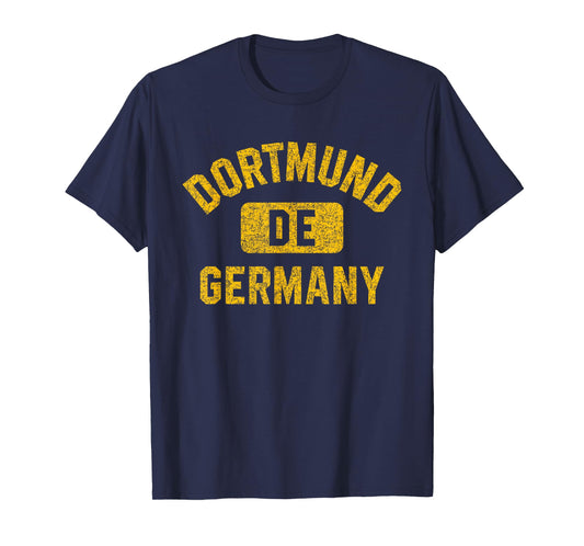 Dortmund Germany DE Gym Style Distressed Amber Print T-Shirt