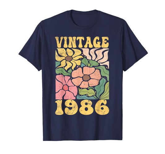 39 Years Old Vintage 1986 39th Women Birthday Wildflower T-Shirt