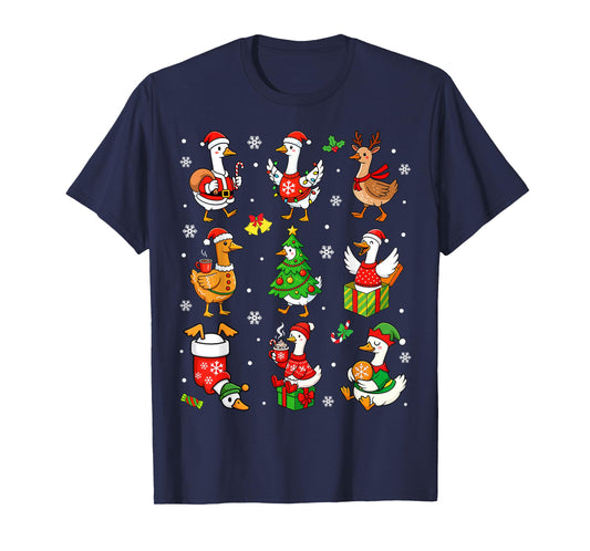 Cute Silly Goose Santa Christmas Merry Goosemas Xmas Kids T-Shirt