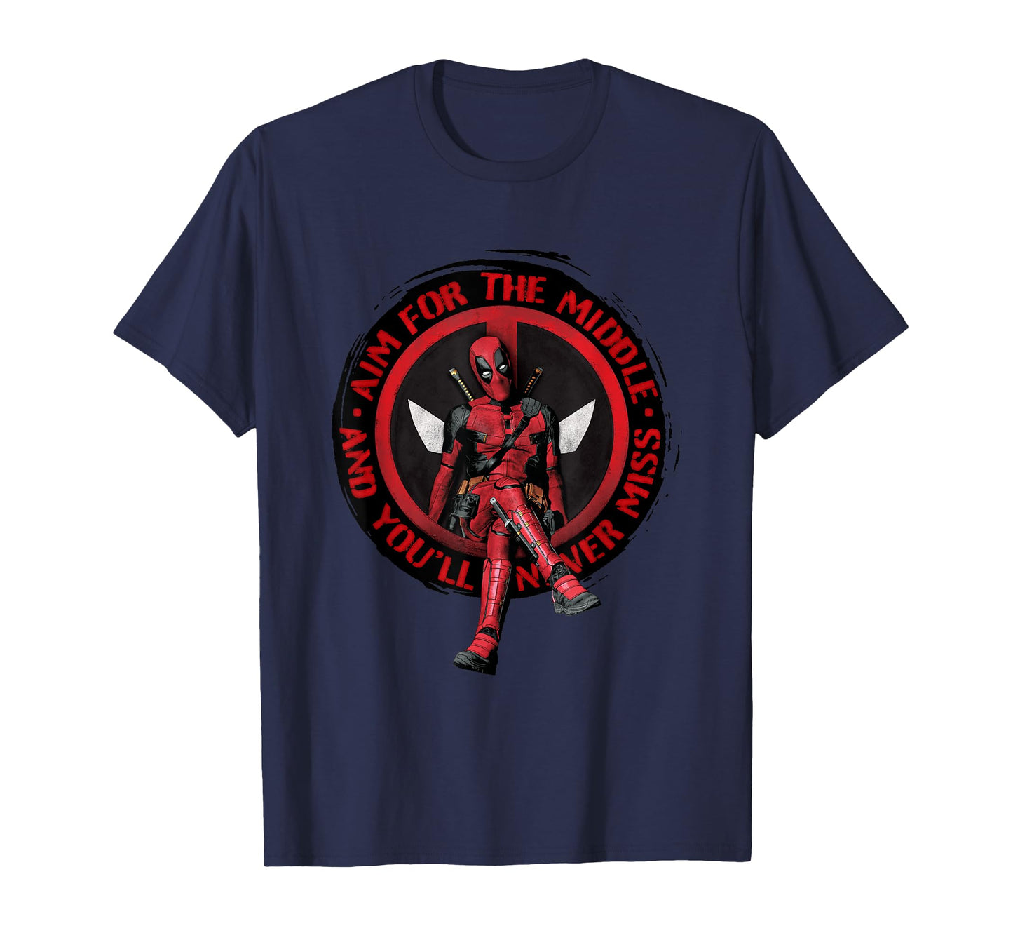 Marvel Deadpool & Wolverine Aim For The Middle Distressed T-Shirt