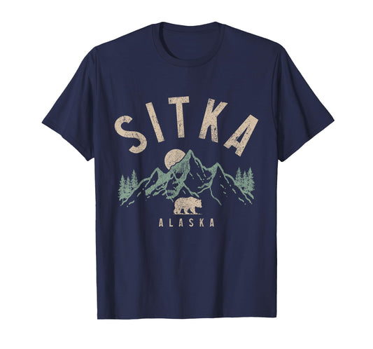 Sitka Alaska Vintage Mountains Grizzly Bear Nature Lover T-Shirt