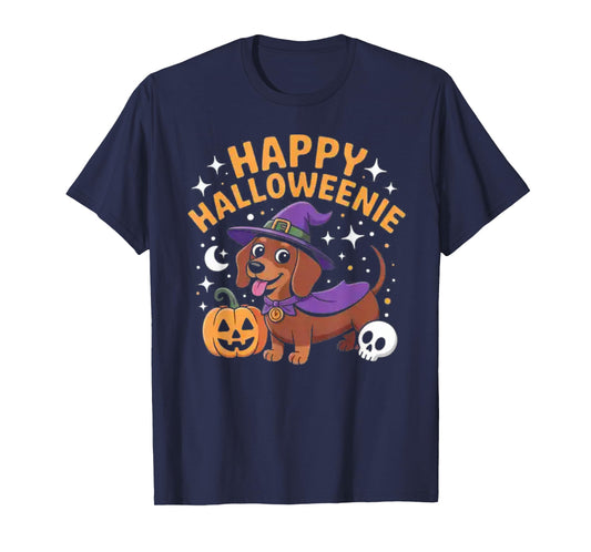 Dachshund Weiner Dog Witch Happy Halloweenie T-Shirt