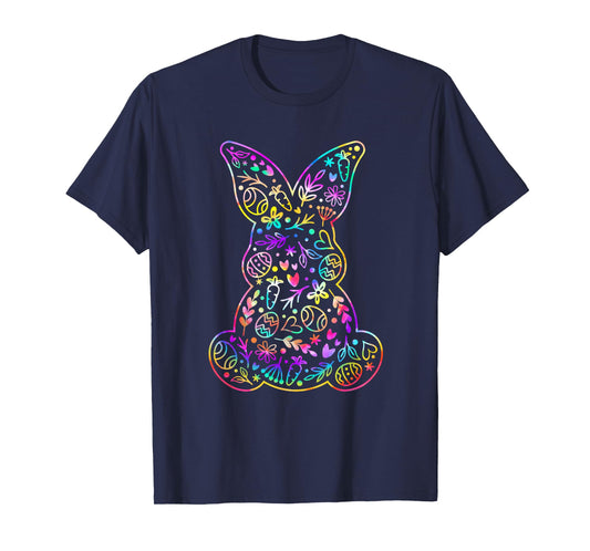 Easter Day Cute Floral Easter Bunny Tie Dye Women Kids Girl T-Shirt