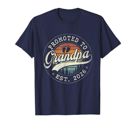 Promoted to Grandpa Est 2026 Grandparents Baby Announcement T-Shirt