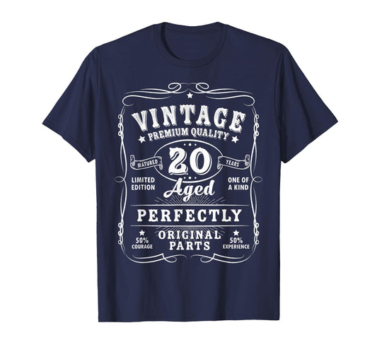 Vintage 20th Birthday Decorations Men Funny 20 Birthday T-Shirt
