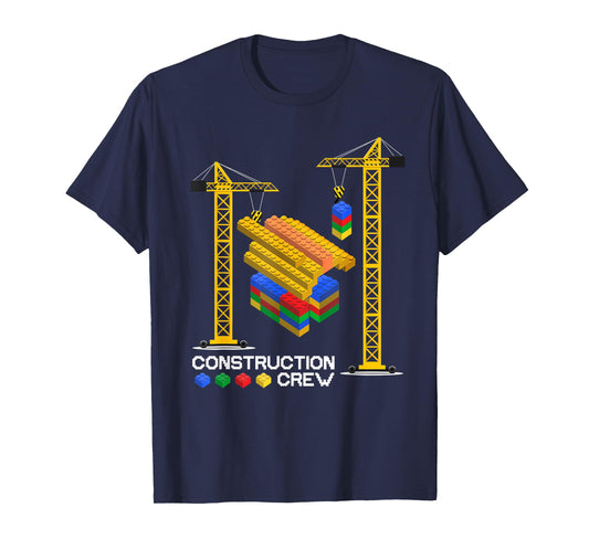Construction Crew Building Blocks Master Builder Kids Boys T-Shirt