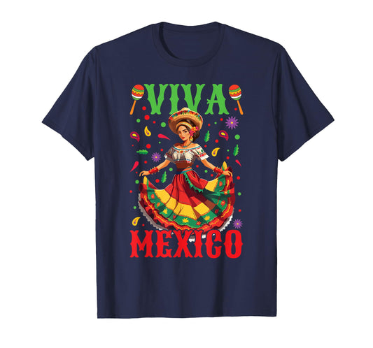 Viva Mexico Independence Mexican Lady Mexican Day T-Shirt