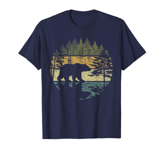 Retro Forest Bear Outdoors Nature Women Men Vintage Graphic T-Shirt