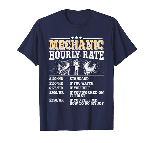 Mechanic Hourly Rate Funny Vintage Mechanic Auto Repair Men T-Shirt