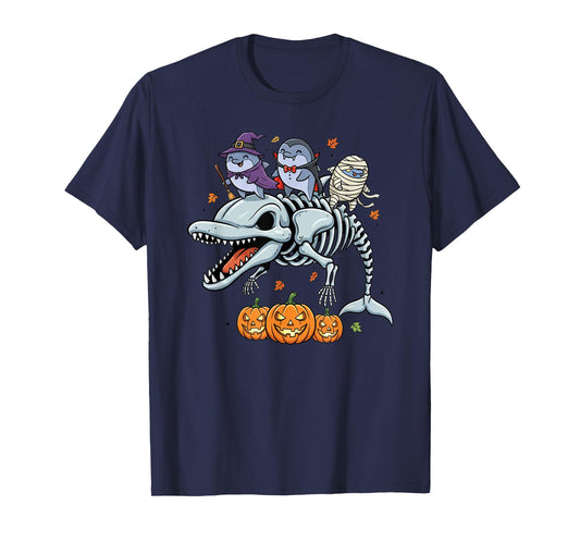 Dolphin Skeleton Mummy Witch Halloween Kids Mens Womens T-Shirt