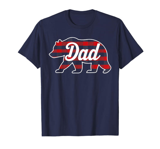 Dad Bear Christmas Red Buffalo Plaid Matching Family Xmas T-Shirt