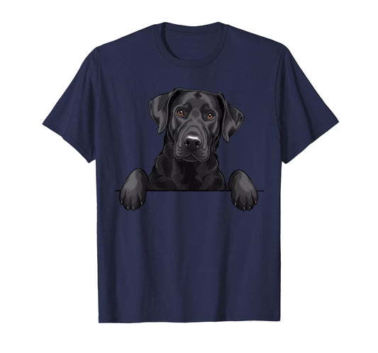 Cute Black Labrador Peeking Pocket Puppy Funny Lab Dog Lover T-Shirt