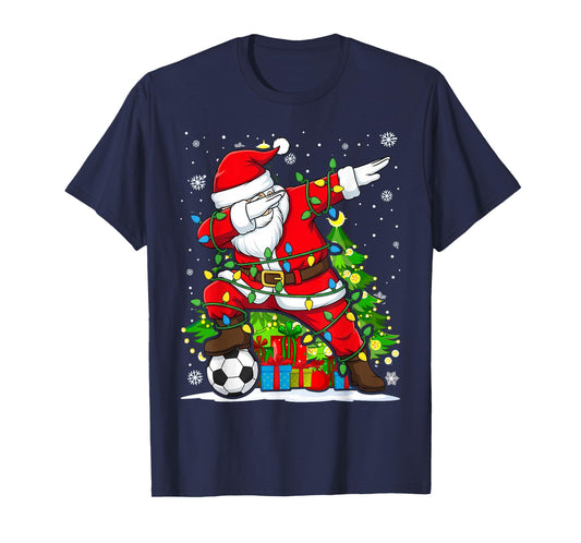 Dabbing Soccer Santa | Christmas Funny Dab Ball T-Shirt