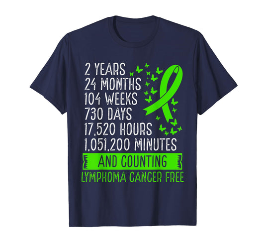 2 Years Lymphoma Cancer Free Awareness Ribbon Movement T-Shirt