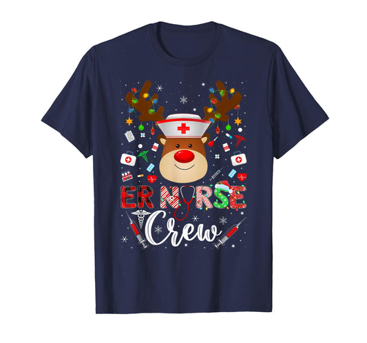 ER Nurse Crew Christmas Pajamas Reindeer Nurse Nursing Xmas T-Shirt