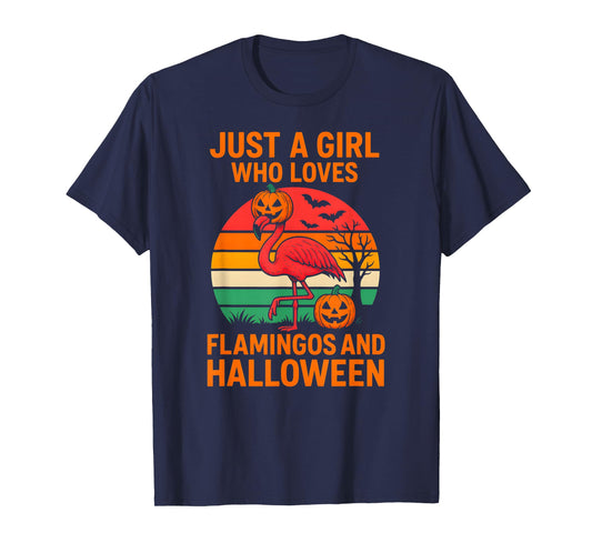 Flamingo Witch Girl Loves Cute Girls Spooky Flamingo T-Shirt