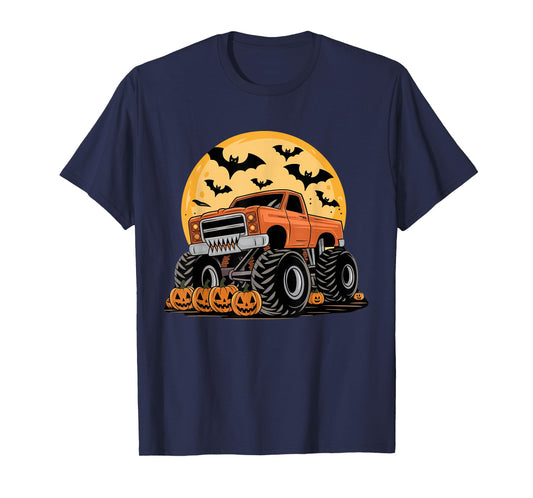 Halloween Shirts for Kids Boys Monster Truck Pumpkins T-Shirt