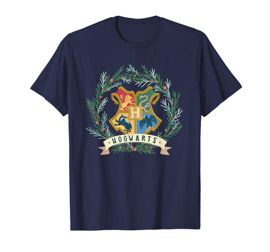 Harry Potter Hogwarts Shield Christmas Wreath T-Shirt