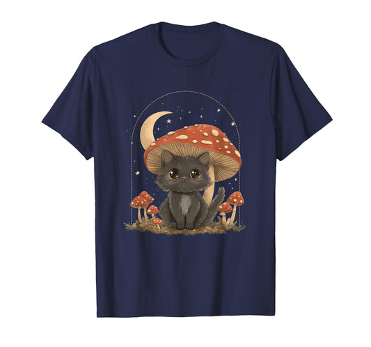 Cute Cottagcore Cat Mushroom Hat Vintage Aesthetic Women T-Shirt