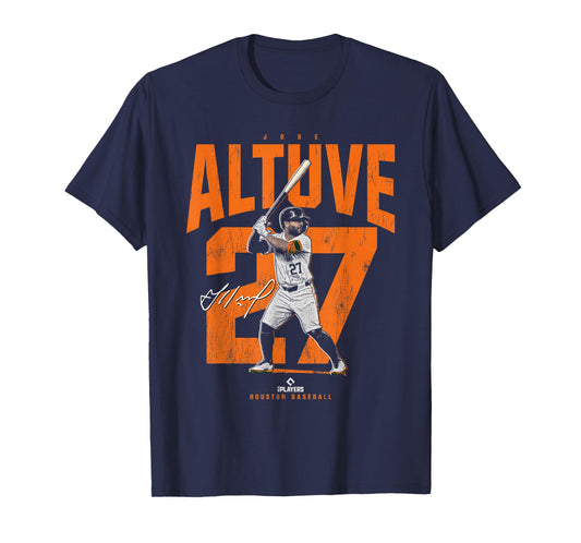 License Champs | Jose Altuve Houston Baseball Player Novelty T-Shirt - Blue, Unisex-Adult, Small, Short Sleeve
