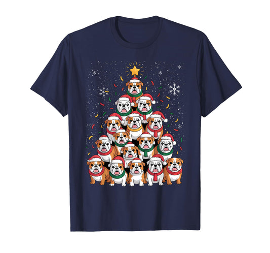 English Bulldog Christmas Tree Dog Santa Xmas Boys Dogmas T-Shirt
