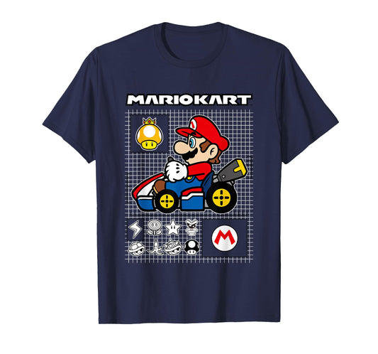 Mario Kart Rally Driver Schematics Mario T-Shirt