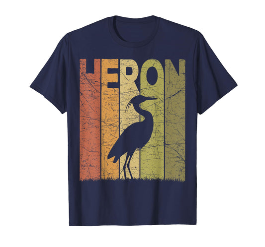 Heron Vintage Birdwatching Heron Retro Ornithology Birding T-Shirt
