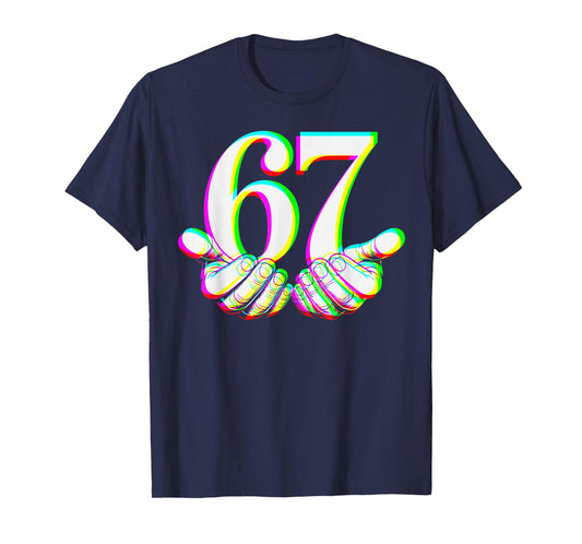 Funny 67 Hand Six Seven Meme Gen Alpha Slang Design T-Shirt