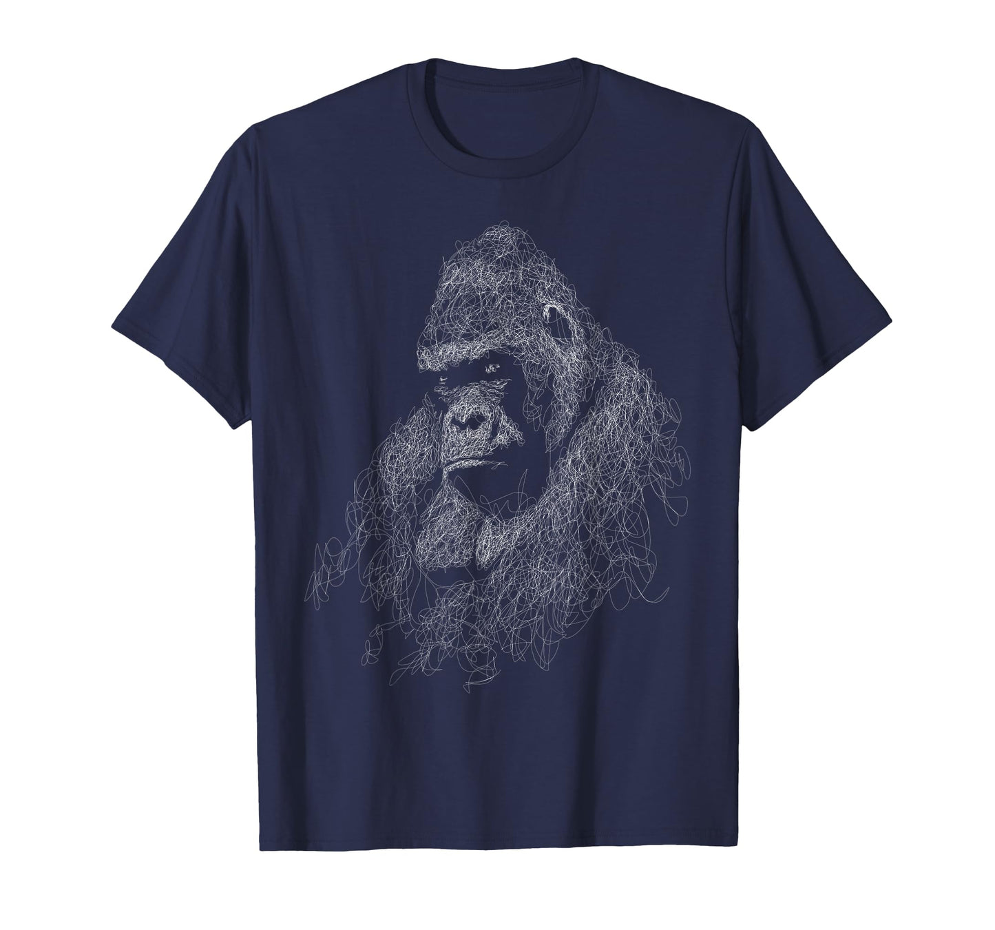 gorilla face scribble art head for lover Silverback animals T-Shirt