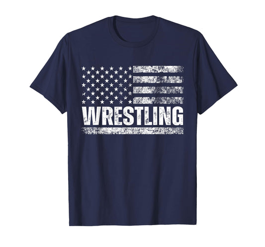 US Flag Wrestling American Flag Wrestling Wrestle Vintage T-Shirt