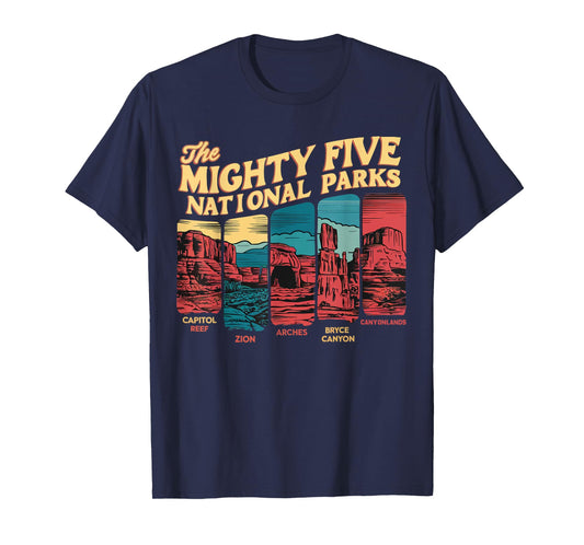 Mighty Five Big 5 National Parks Hiking Camping Vintage Utah T-Shirt