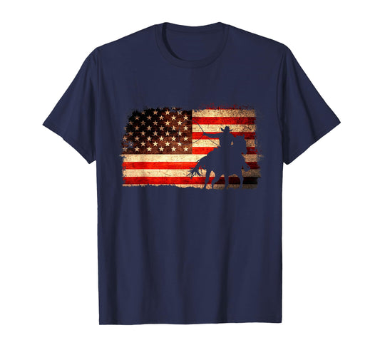 Rodeo Cowboy Western Country Horse USA flag 4th of July T-Shirt