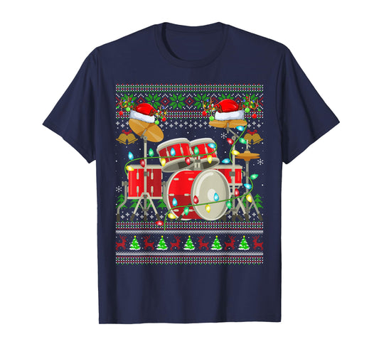 Drum Ugly Christmas Sweater Musical Drum Player Drummer Xmas T-Shirt